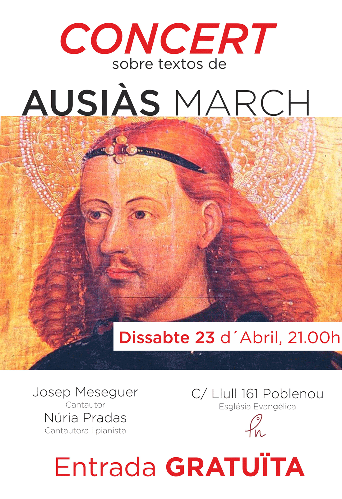 Concert sobre textos de Ausiàs March, Dissabte 23 d´Abril 21.00h ENTRADA GRATUÏTA